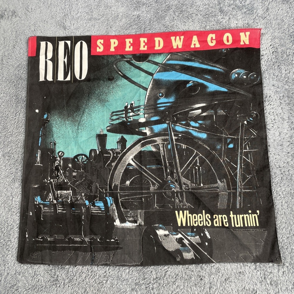 Vtg REO Speedwagon Wheels Are Turnin Bandana Album Concert Tour 80s Rock Band